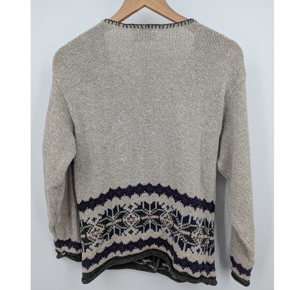 ALPS Women’s Small Cardigan Sweater Nordic Pattern Made in USA 80% Cotton VTG - Picture 3 of 6